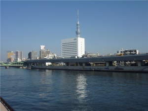 蔵前橋からの眺め（東京スカイツリーが近い）